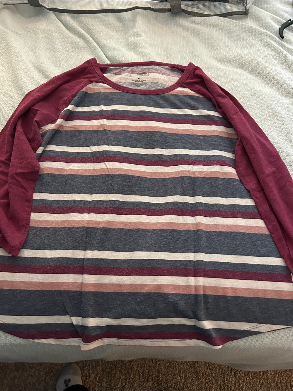 Sonoma Striped Crewneck Tee in Navy, Cream, and Berry